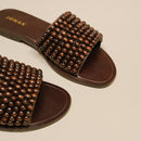Jonak - sandals Walk Leather/ Beads - Dark brown