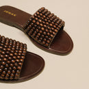 Jonak - Mules Walk Cuir/ Perles - Marron foncé