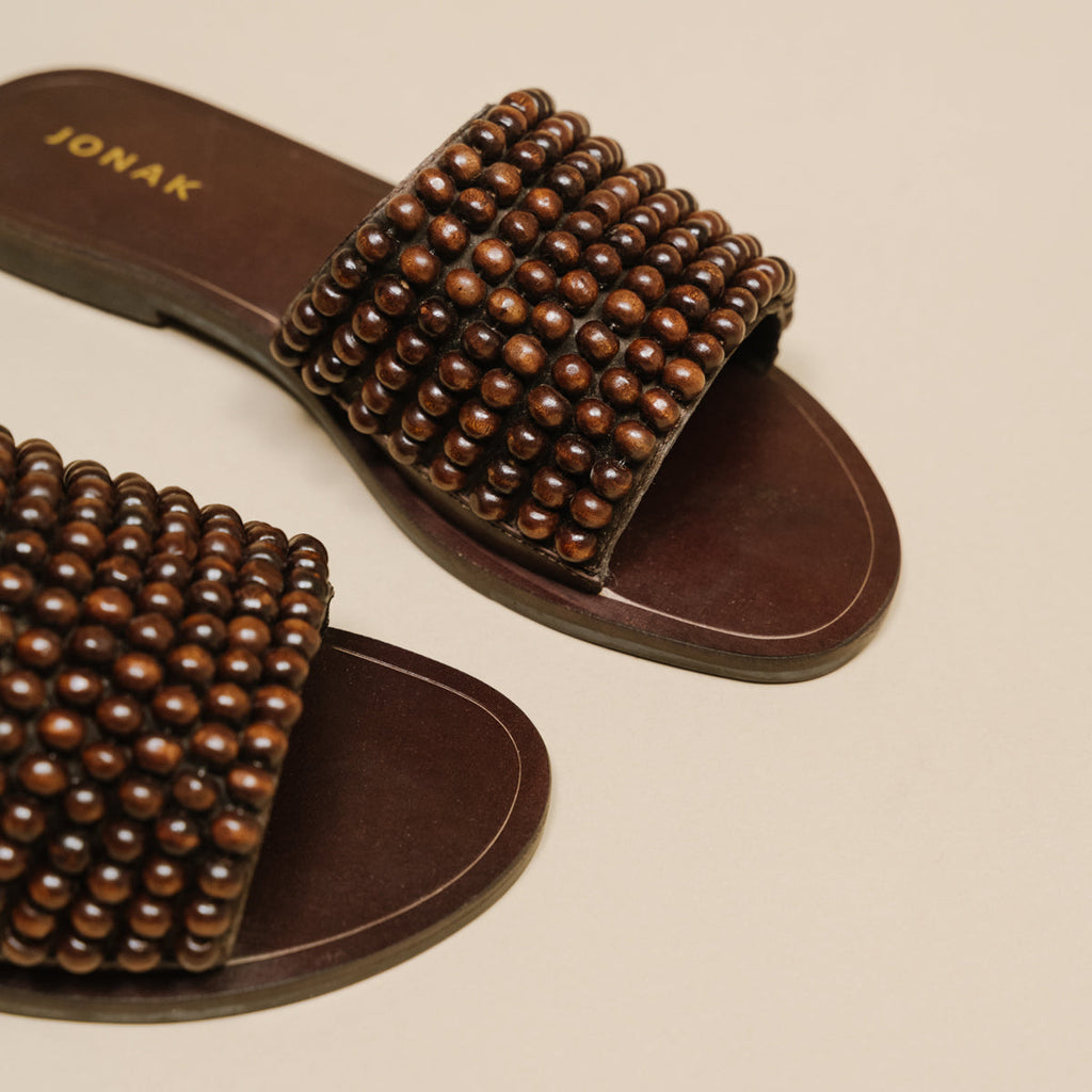 Jonak - Mules Walk Cuero/Perlas - Marrón Oscuro