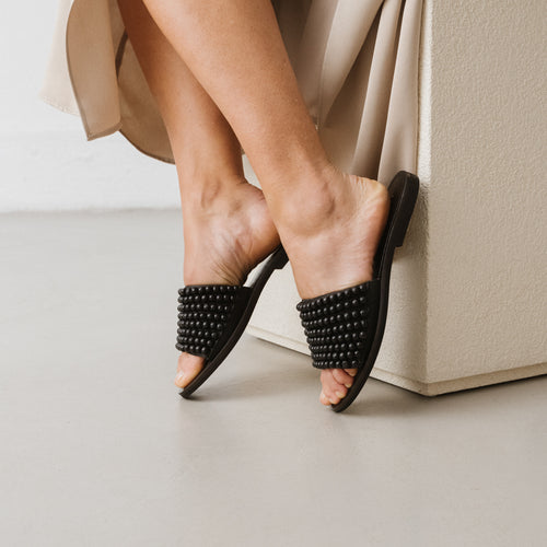 Jonak - Mules Walk Cuir/ Perles - Noir