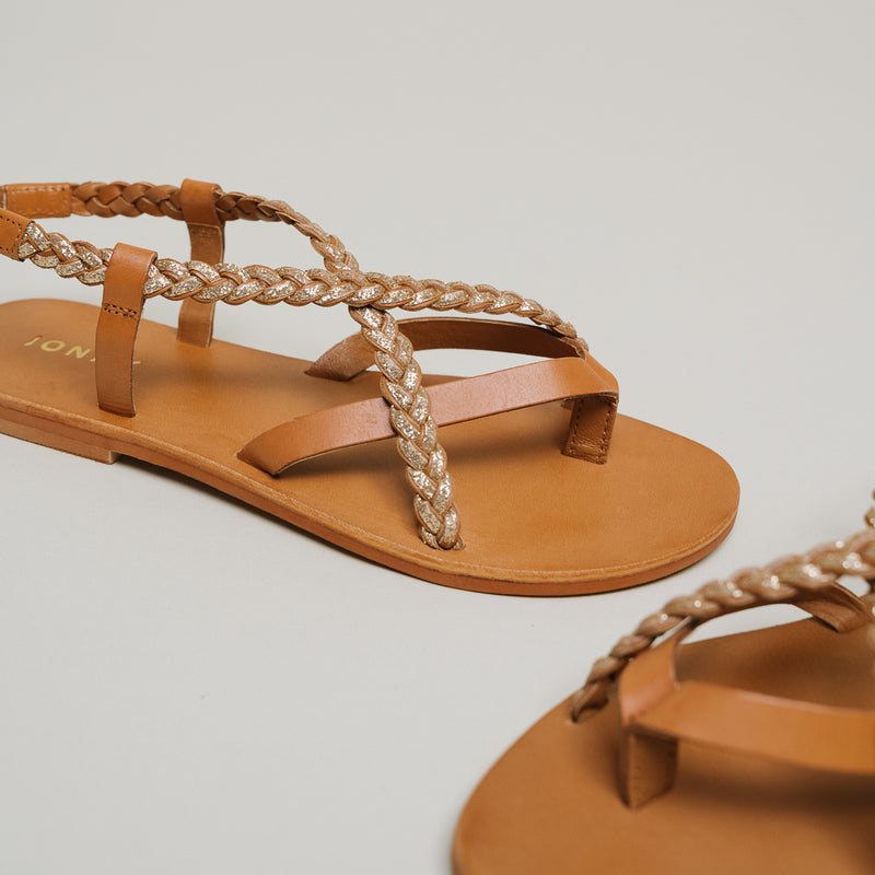 Jonak - sandals Warren Leather/Glitter - Camel/Gold