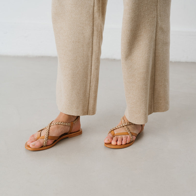 Jonak - sandals Warren Leather/Glitter - Camel/Gold