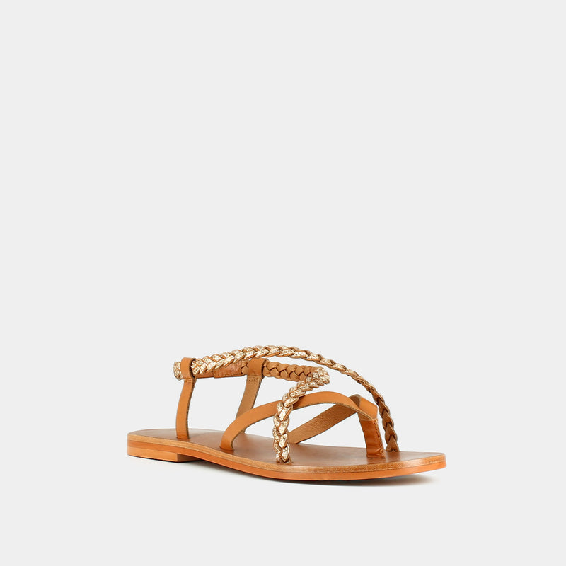 Jonak - Plagettes Warren Cuir/Glitter  - Camel/Or