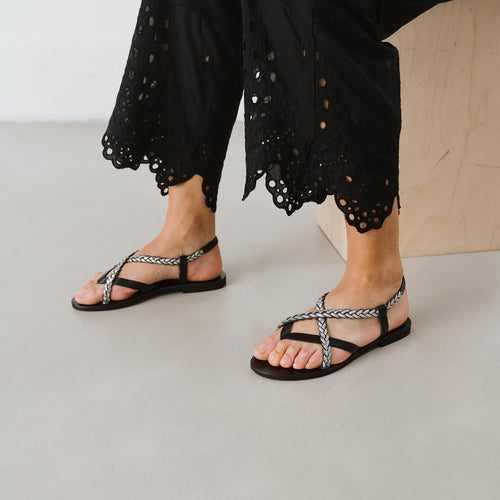 Jonak - sandals Warren Leather/Glitter - Black/Silver