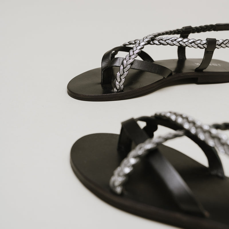 Jonak - sandals Warren Leather/Glitter - Black/Silver