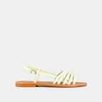 Sandalias Wroom Cuero Charolado - Crudo