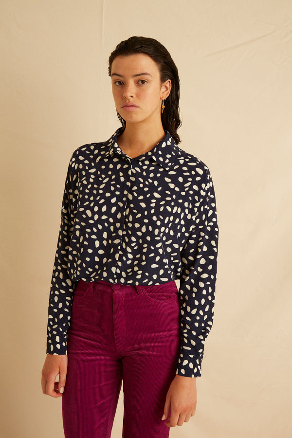 Chamonix Shirt - Navy Dalmatian Print