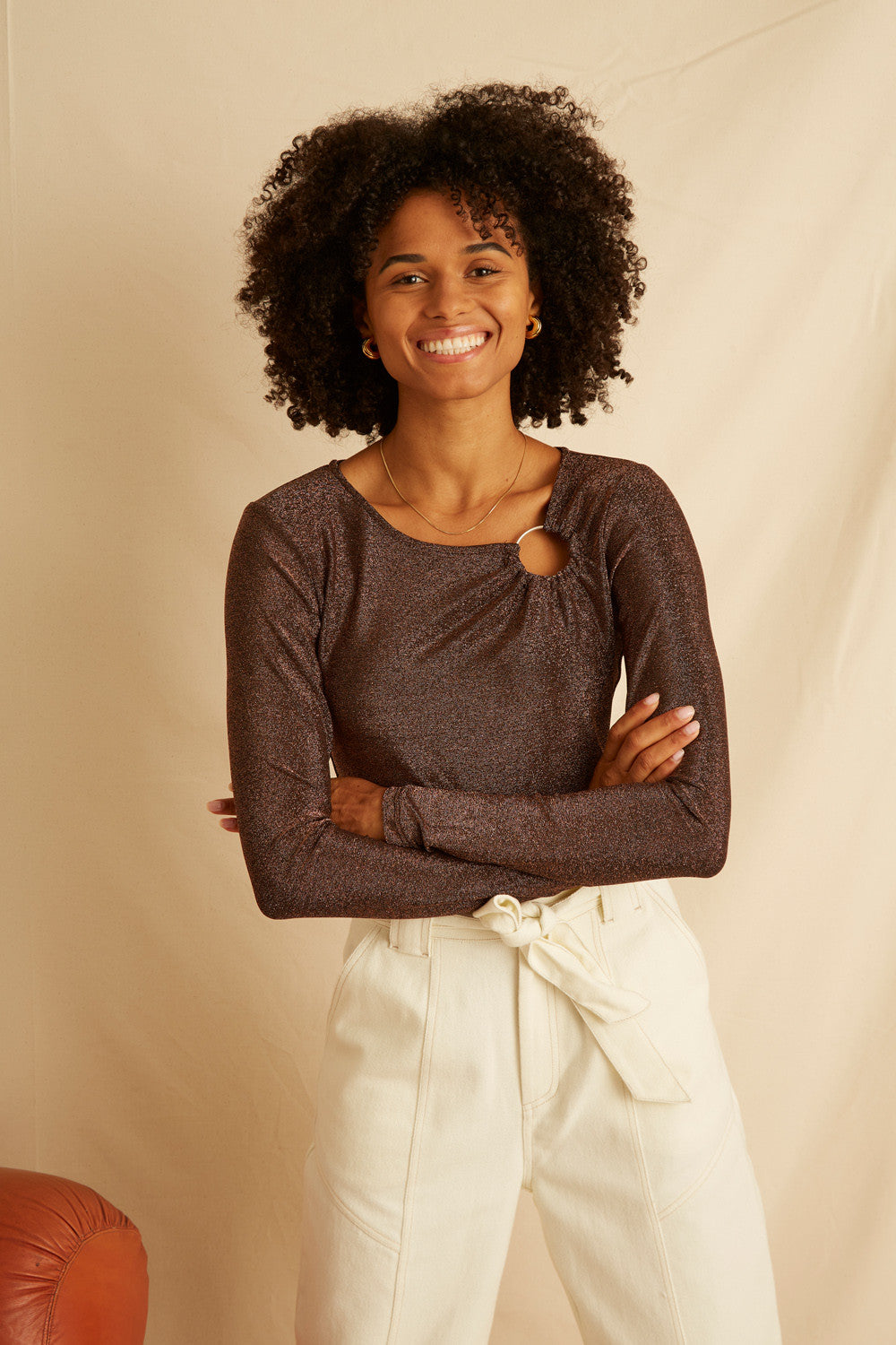 Top Tonga - Lurex Or Rose
