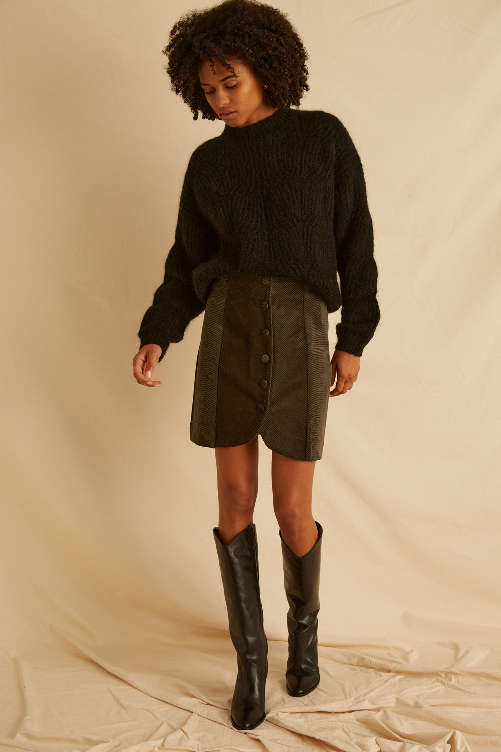 Jacinthe Skirt - Khaki Velvet