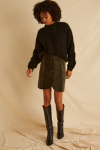 Jacinthe Skirt - Khaki Velvet