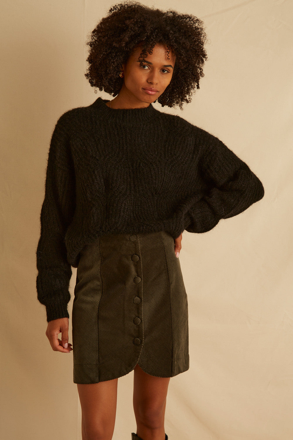 Jacinthe Skirt - Khaki Velvet