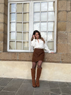 Falda efecto lana Lou Chocolate