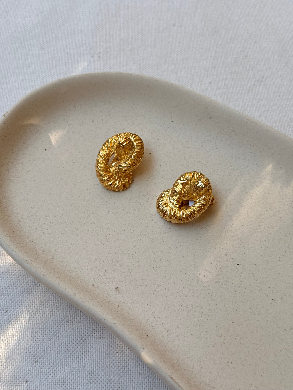 Vintage Earrings - Twisted Gold-Tone