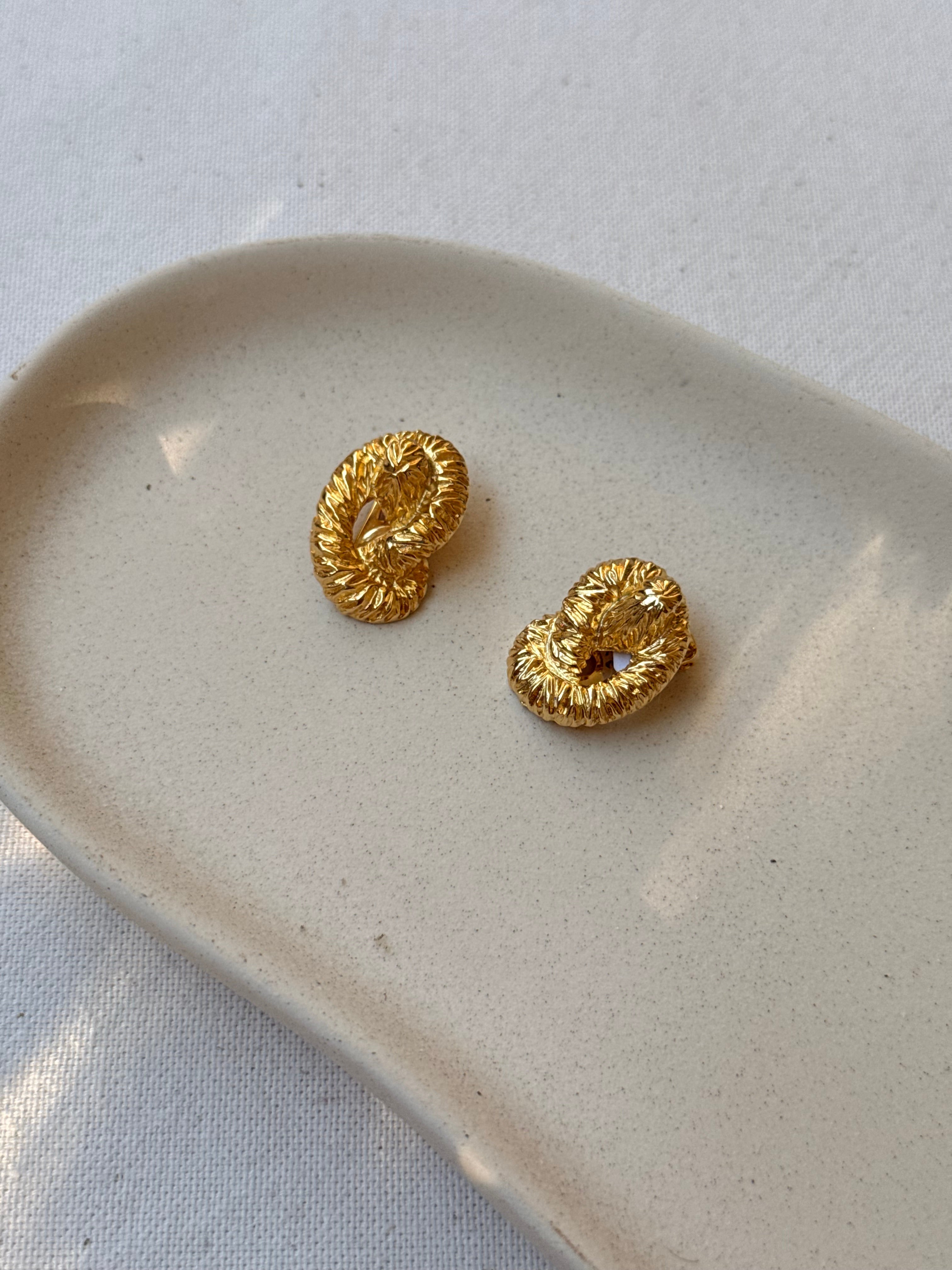 Vintage Earrings - Twisted Gold-Tone