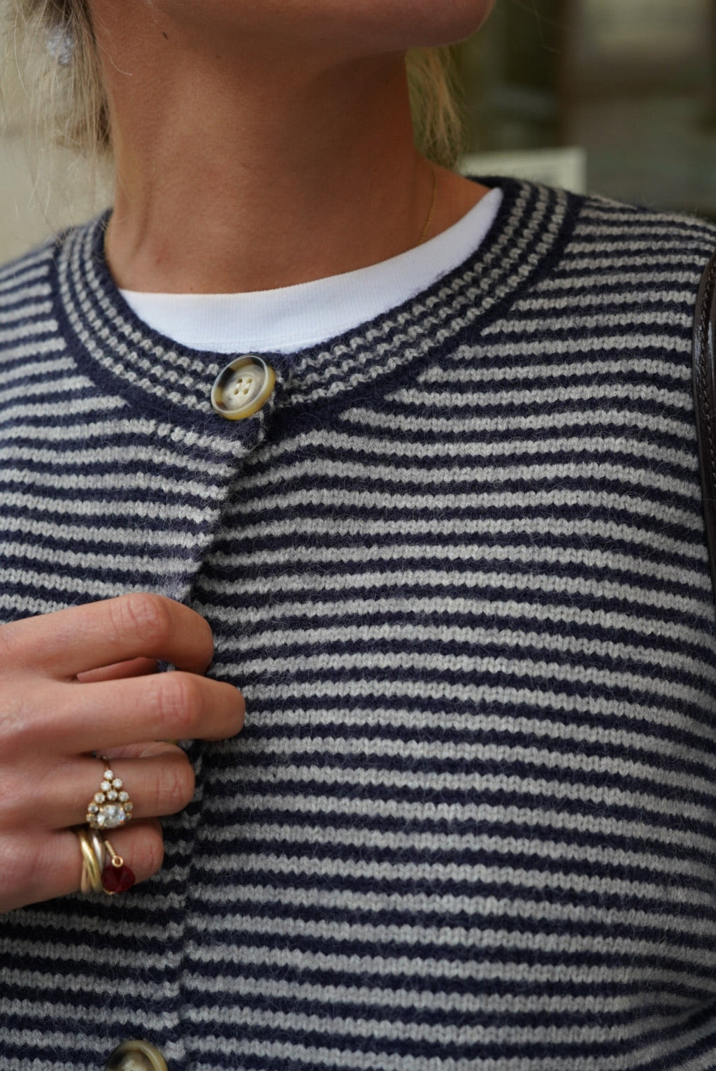 Clément Striped Vest Navy/Grey