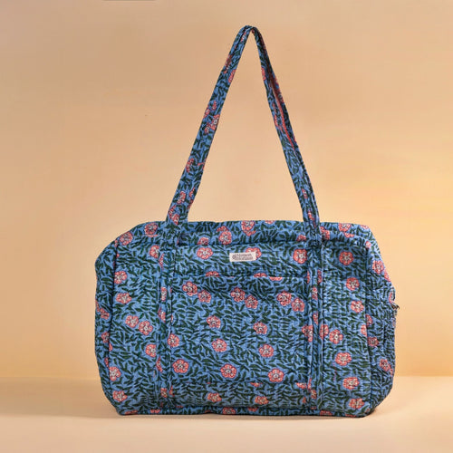 Sac Week-End Lola - Bleu Doux Floral