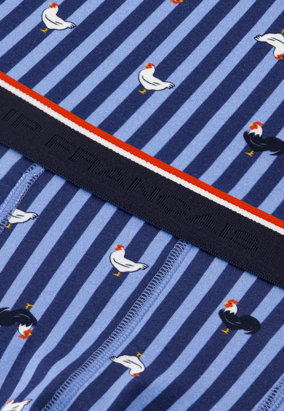 Marius Cotton Cockerel Stripe Boxers - Steel Blue