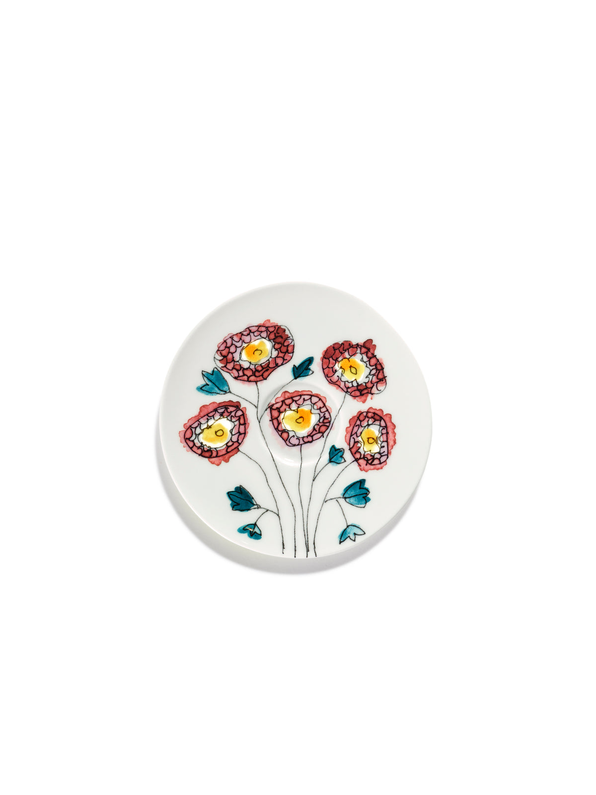 Midnight Flowers - Lot De 2 Soucoupes Pour Tasse À Café Basse - Porcelaine Bone China - Anemone Milk