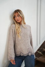 Maglione Ricamato Claire - Taupe