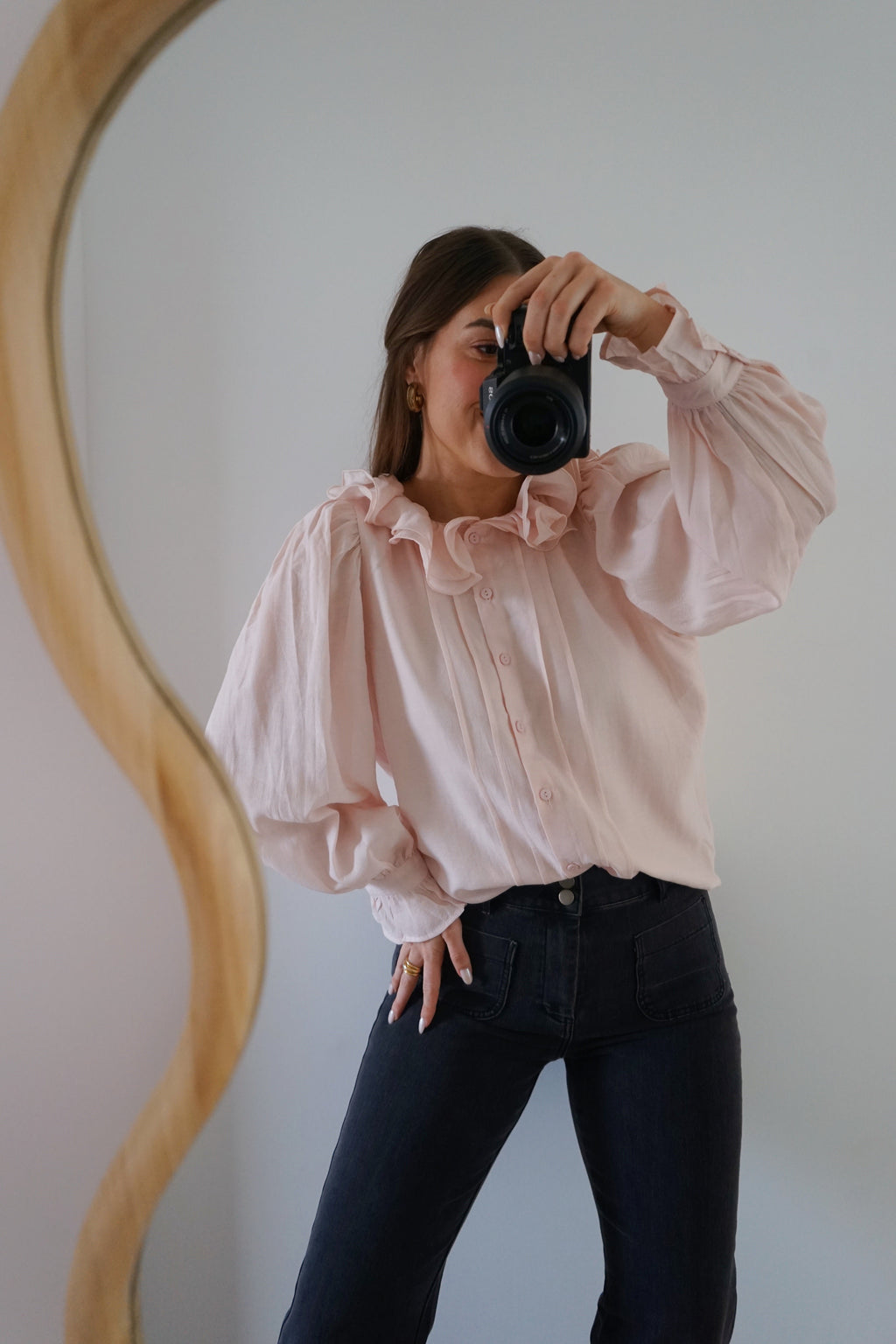 Blusa marrón rosa suave