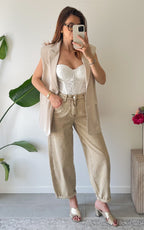 Arden Sleeveless Blazer - Beige