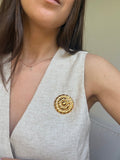 Vintage Brooch - Gold-Tone Floral Motif