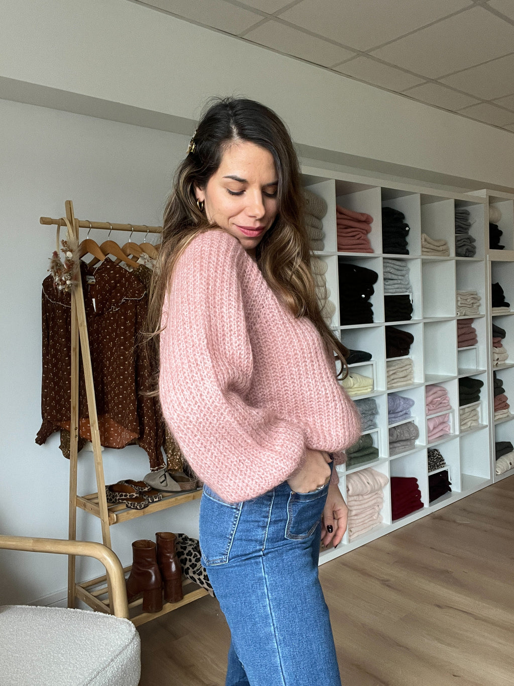 Honorine Heather Pink Cardigan