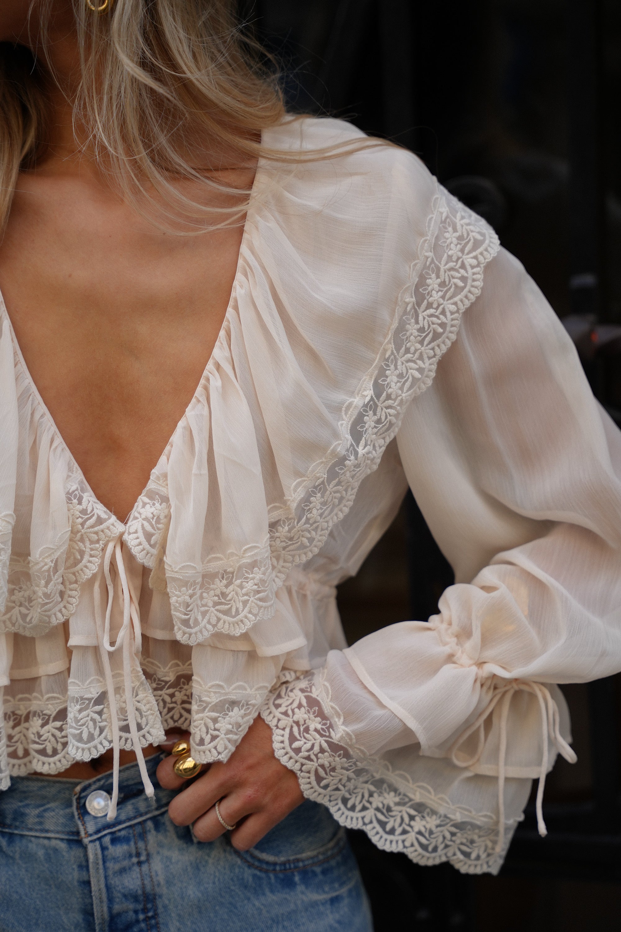 Blouse Brodée Saly - Beige
