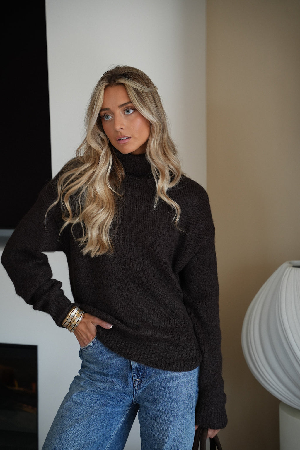 Pull Col Roulé Lova - Chocolat