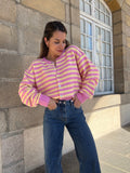 Solela Pink and Yellow Striped Cardigan