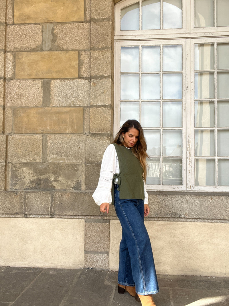 Pull Sans Manches À Nœuds Kaki Valentine