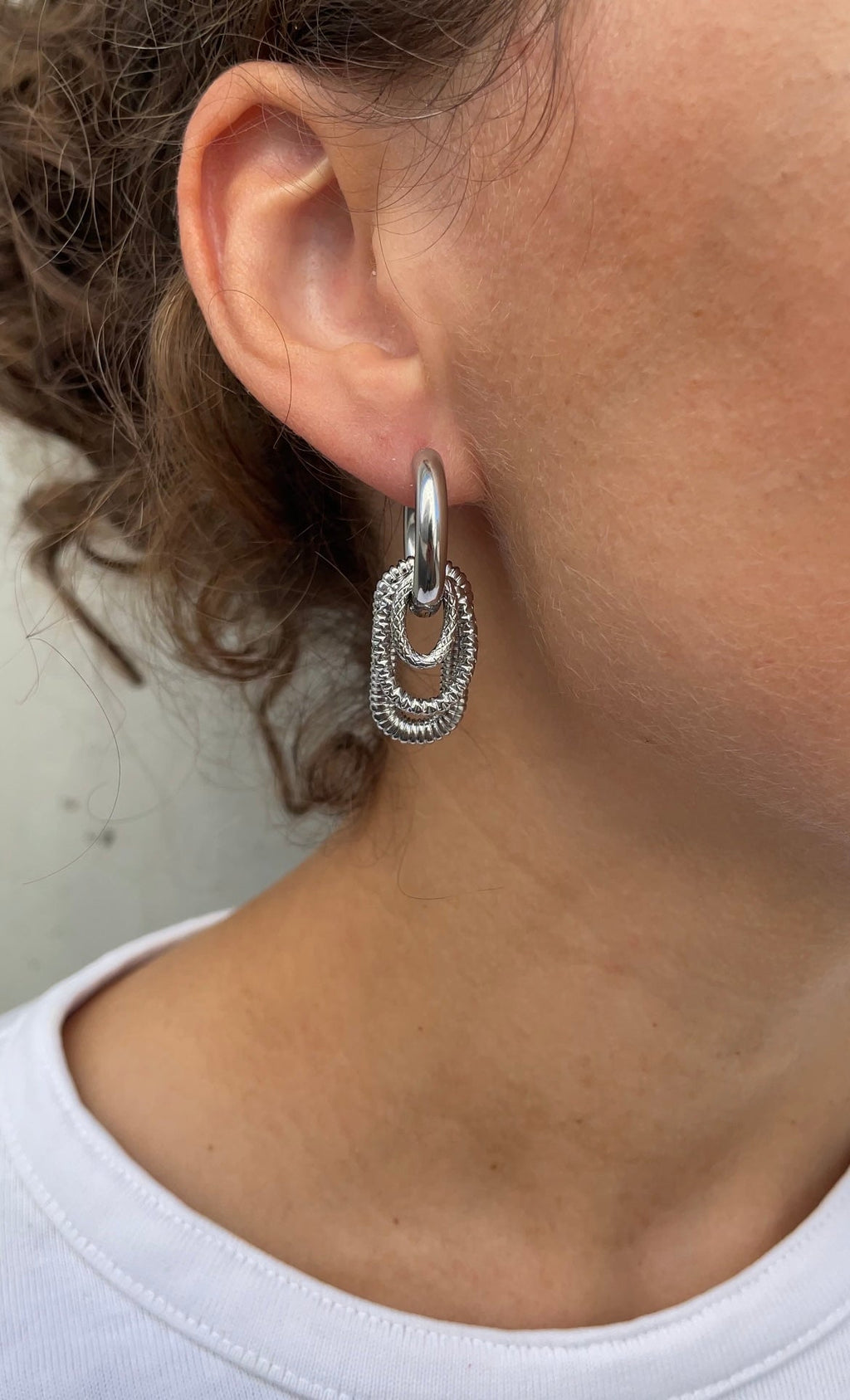 Multiple Oval X Hoop Earrings