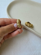 Vintage Earrings - Textured Gold Hoop Earrings
