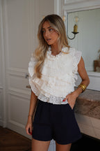 Léon High-Waisted Shorts - Navy
