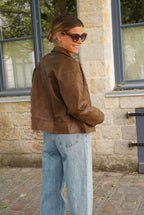 Pia Faux Leather Jacket Brown