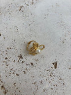 Leave X Pearl Ring