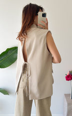 Arden Sleeveless Blazer - Beige