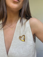 Broche Vintage - Cœur Ajouré Doré