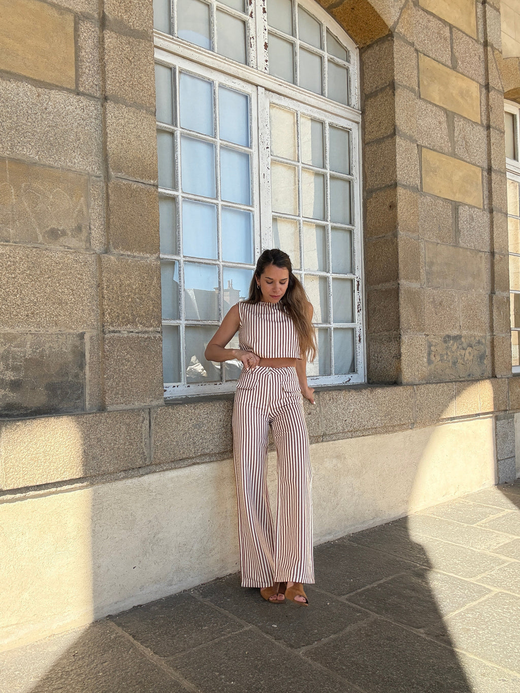 Pantalón Marinero Rayas Camel