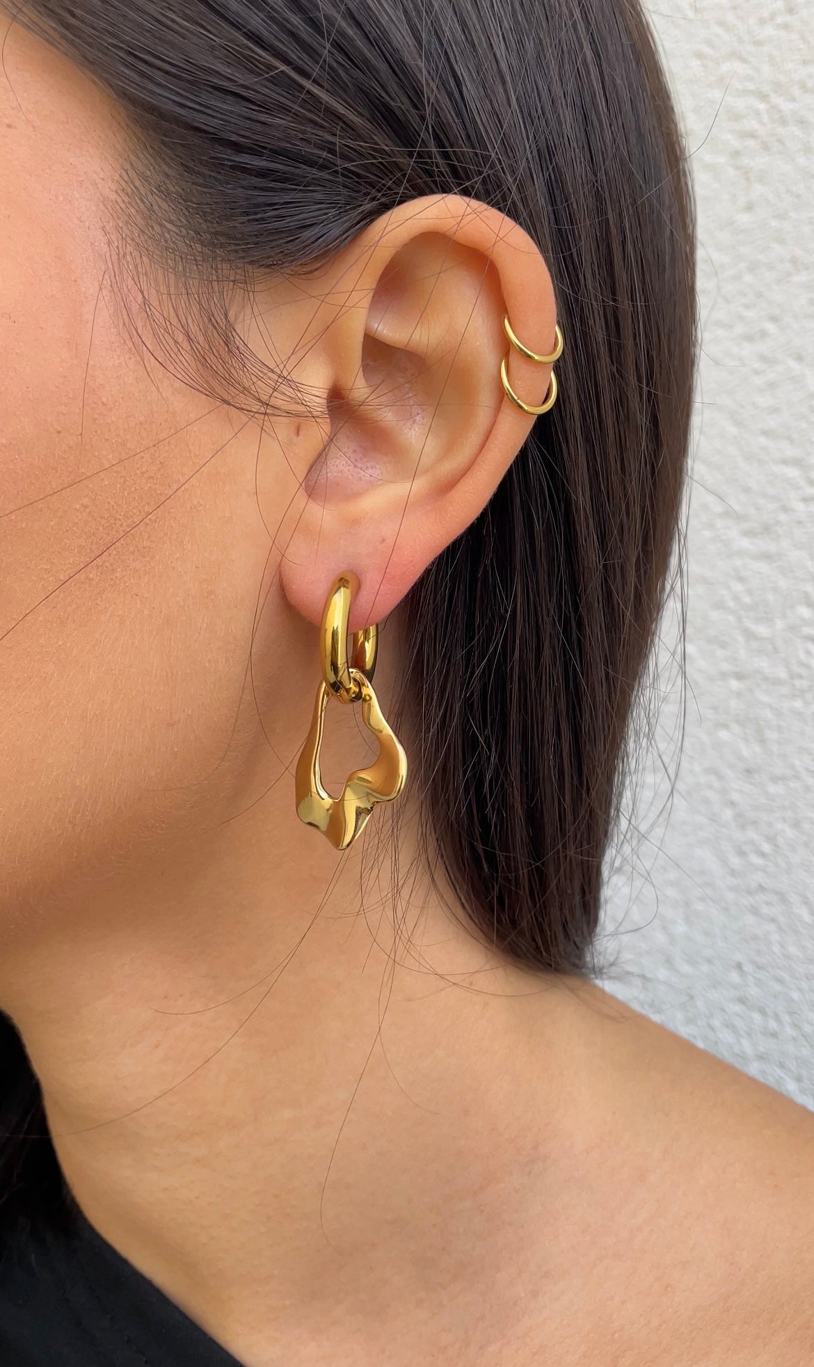 Leaf X Hoop Earrings