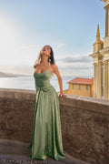 Abito in raso jacquard – Bambù verde
