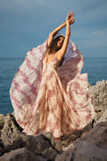 Vestido Largo de Gasa Estampada - Rosa