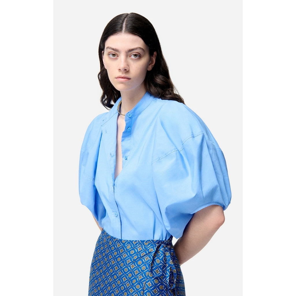 Felicie Short-Sleeved Blouse - Cornflower Blue
