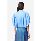 Felicie Short-Sleeved Blouse - Cornflower Blue