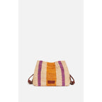 Bolso De Mano De Rafia Y Cuero - Multicolor/Naranja