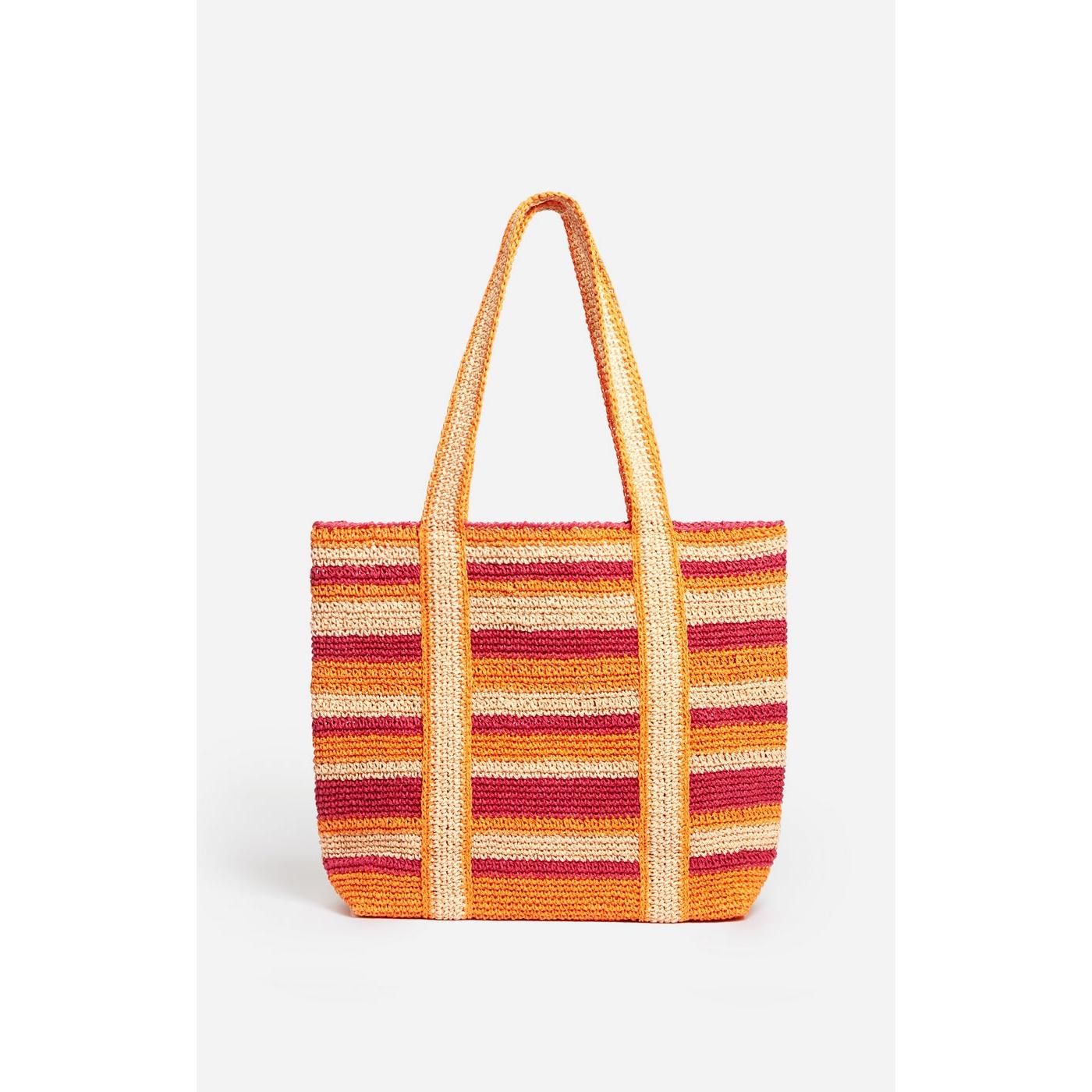 Gran Capazo de Rafia de Papel - Multicolor/Naranja