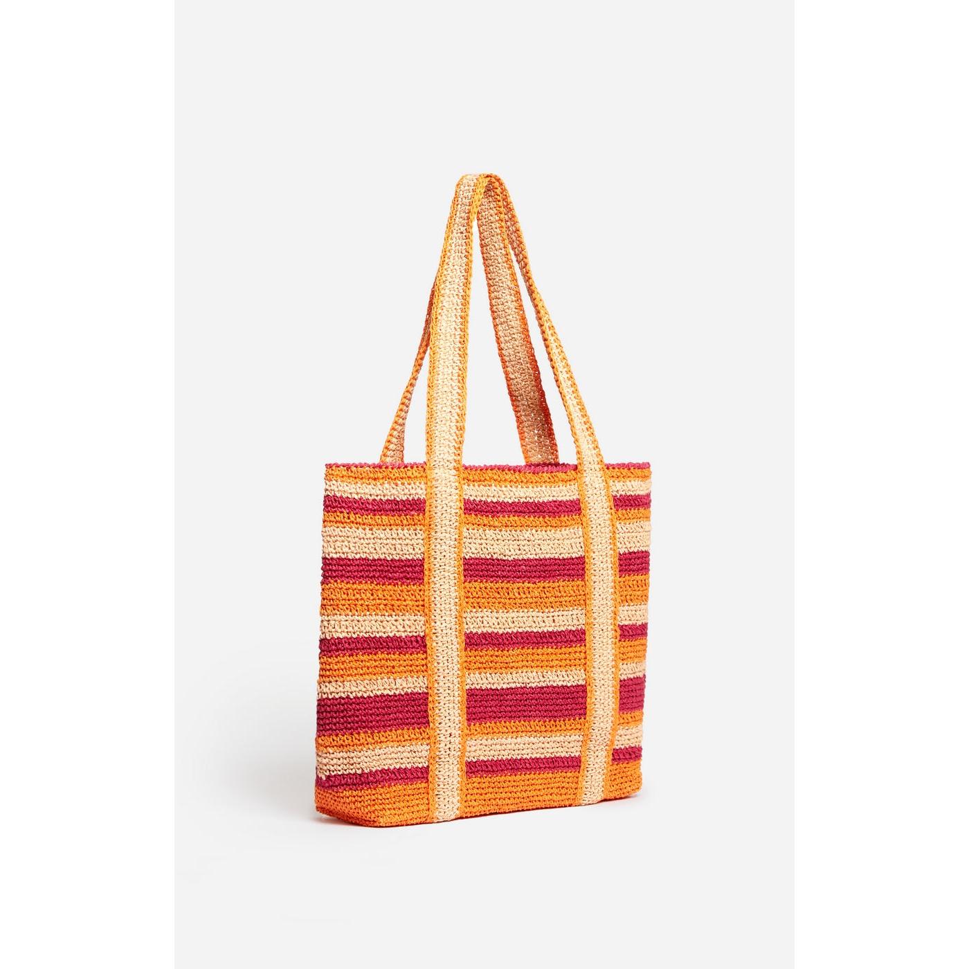 Gran Capazo de Rafia de Papel - Multicolor/Naranja