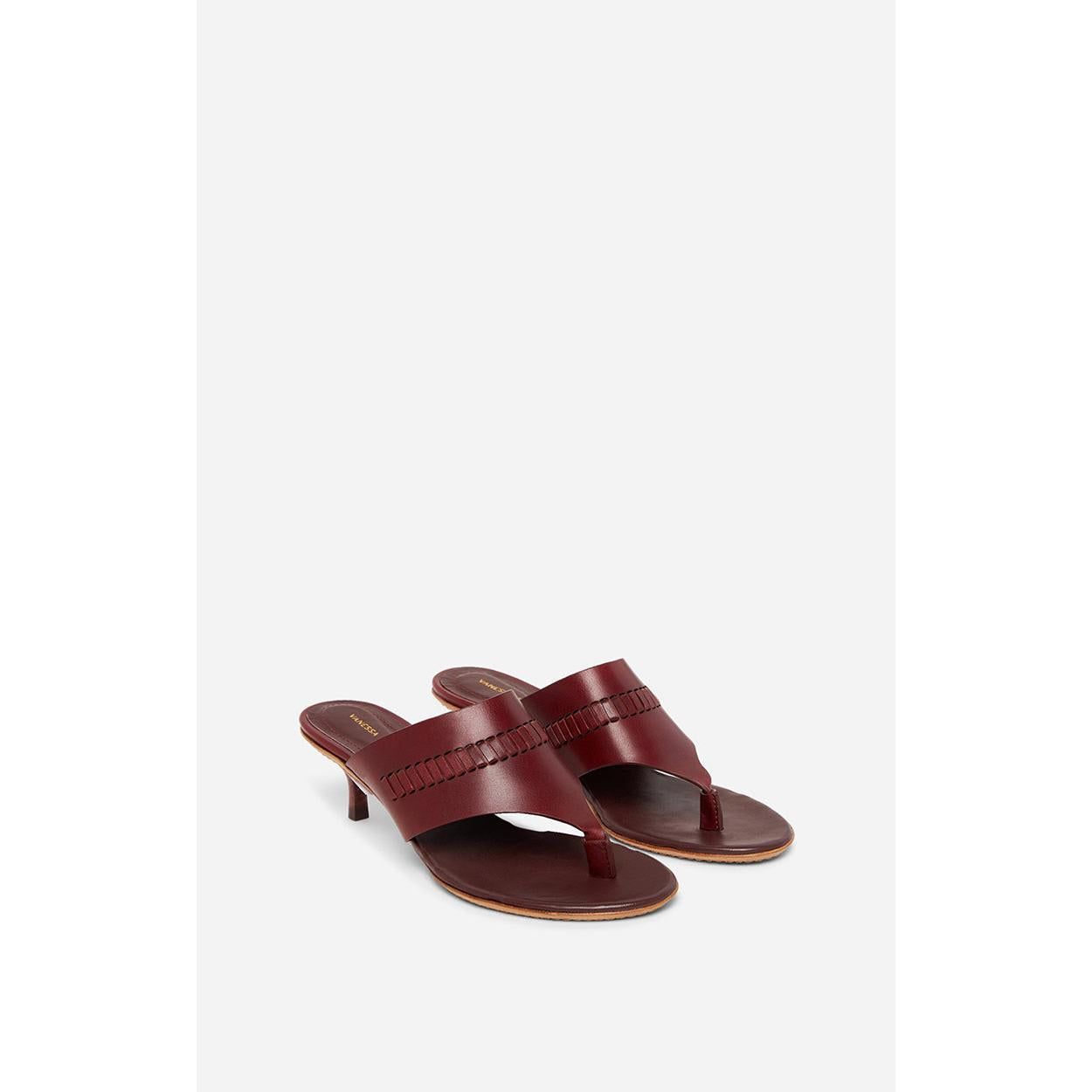Mules Tongs En Cuir À Tannage Végétal - Betterave