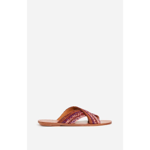 Vanessa Bruno - Sandales En Raphia & Cuir - Multico/Rose