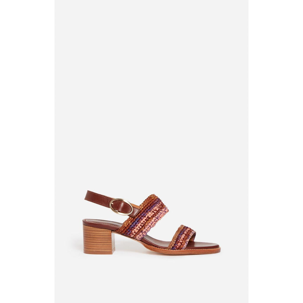 Raffia & Leather Sandals - Multicolour/Pink